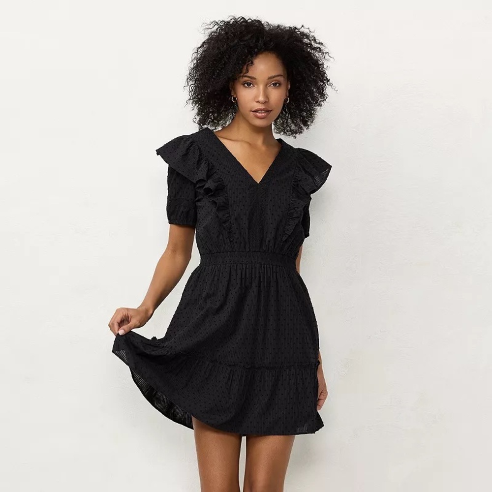 Lauren Conrad V-Neck Ruffle Mini Dress
